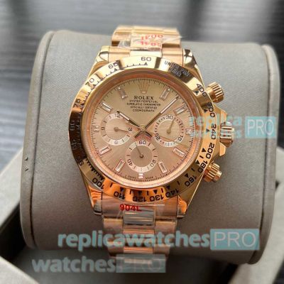 Copy Rolex Cosmo Daytona 904l Rose Gold Baguette 40mm Watches